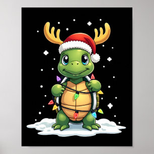 Meeresschildkröte Santa Weihnachtsbeleuchtung Süße Poster