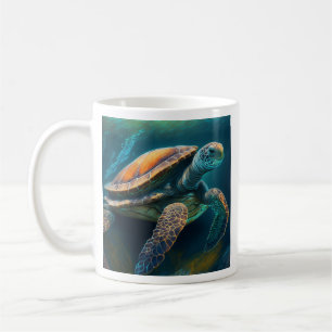 Meeresschildkröte schwimmt im Ozean Kaffeetasse
