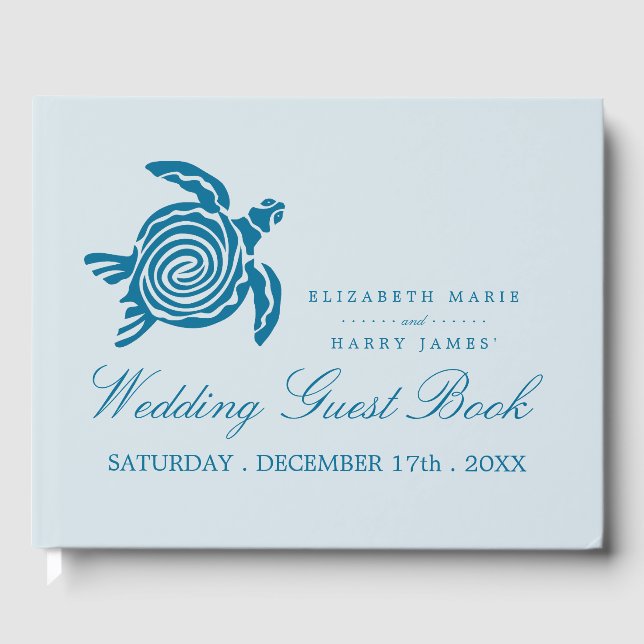 Meeresschildkröte, Sea Blue Beach Hochzeit Gästebuch (Vorderseite)