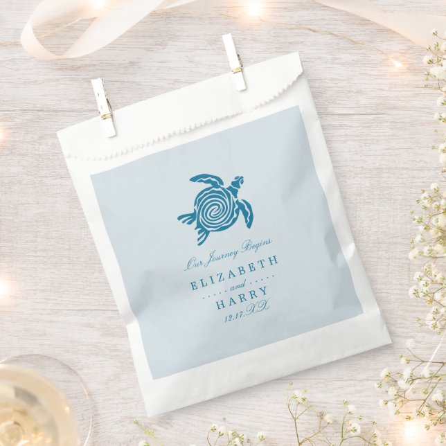 Meeresschildkröte, Sea Blue Beach Hochzeit Geschenktütchen (Ausgeschnitten)