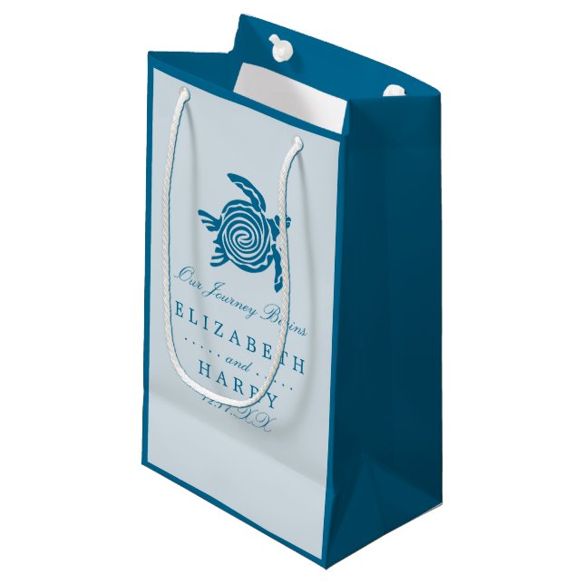 Meeresschildkröte, Sea Blue Beach Hochzeit Kleine Geschenktüte (Vorderseite Schrägansicht)