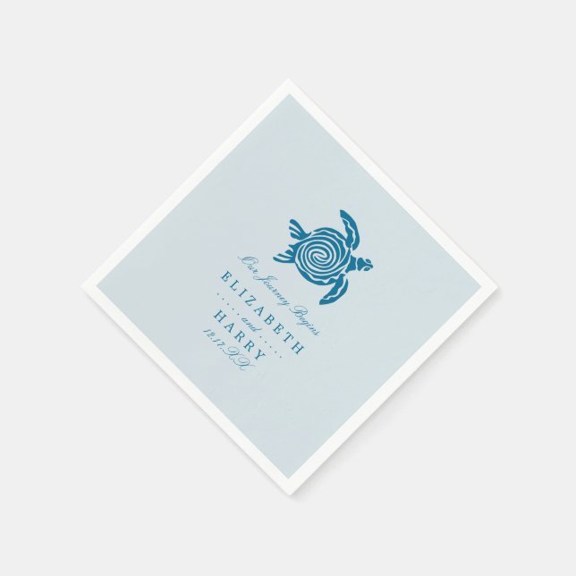 Meeresschildkröte, Sea Blue Beach Hochzeit Serviette (Ecke)
