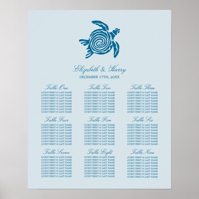 Meeresschildkröte, Sea Blue Beach Seekarte Poster (Vorne)