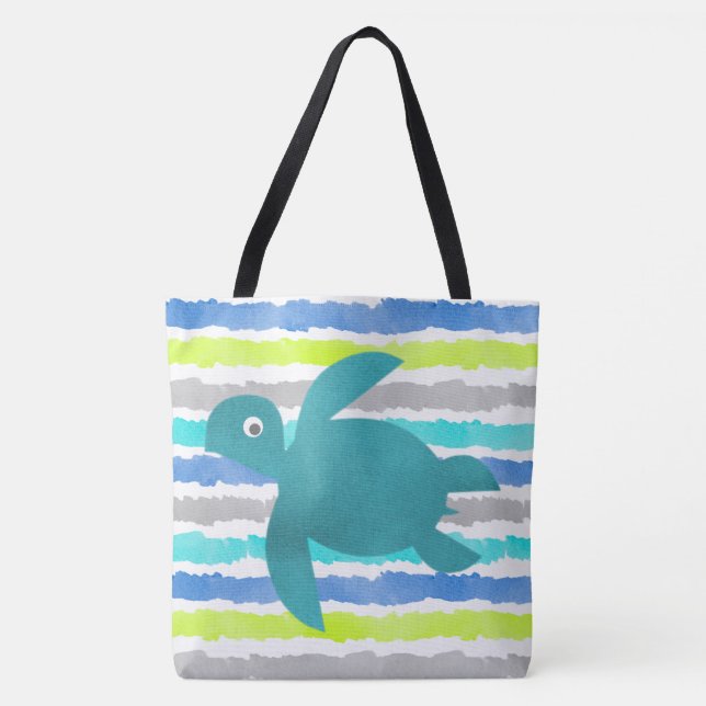 Meeresschildkröte Shibori-Welle und Streifen Tasche (Vorderseite)