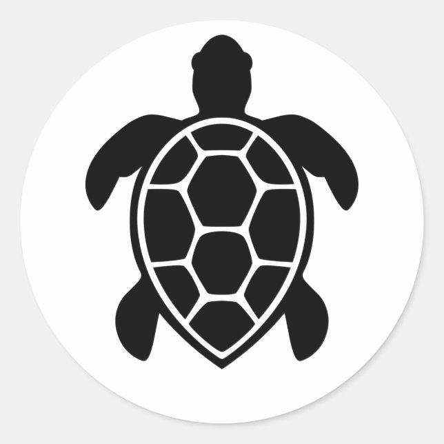 Meeresschildkröte-Silhouette Minimalistisch Runder Aufkleber (Vorderseite)