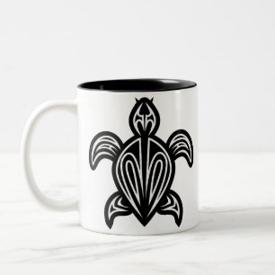 Meeresschildkröte-Silhouette Zweifarbige Tasse