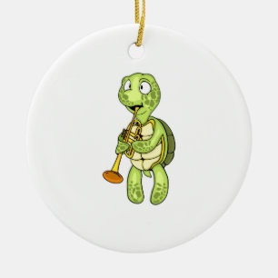 Meeresschildkröte Trompeter Kinder Musik Orchester Keramik Ornament