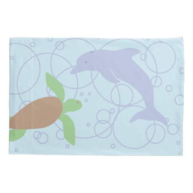 Meeresschildkröte und Delphin Kissenbezug (Rückseite)