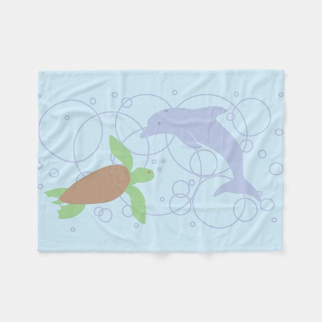 Meeresschildkröte und -Dolphin Fleecedecke (Vorderseite (Horizontal))