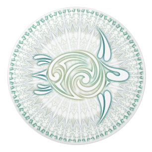 Meeresschildkröte und Mandala   Nautic Keramikknauf
