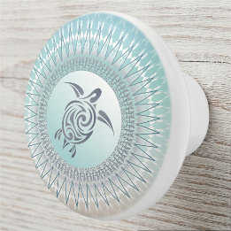 Meeresschildkröte und Mandala Nautisch Keramikknauf