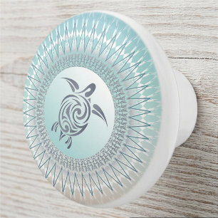 Meeresschildkröte und Mandala  Nautisch Keramikknauf