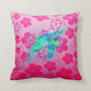 Meeresschildkröte und Rosa Honu Kissen