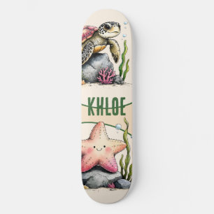 Meeresschildkröte und Seestern Ozean Kunst Skateboard
