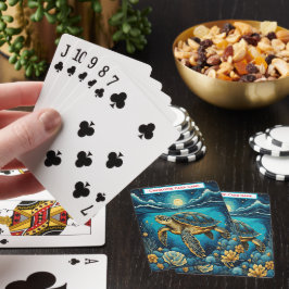 Meeresschildkröte unter der Mondfliege Go Fish Gam Spielkarten