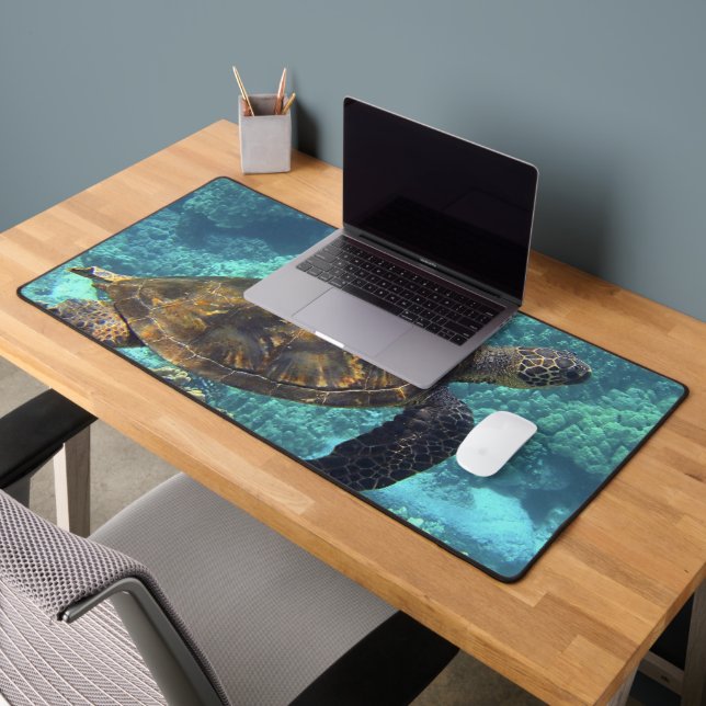 Meeresschildkröte unter Wasser oder Ihr Foto Schreibtischunterlage (Büro 2)
