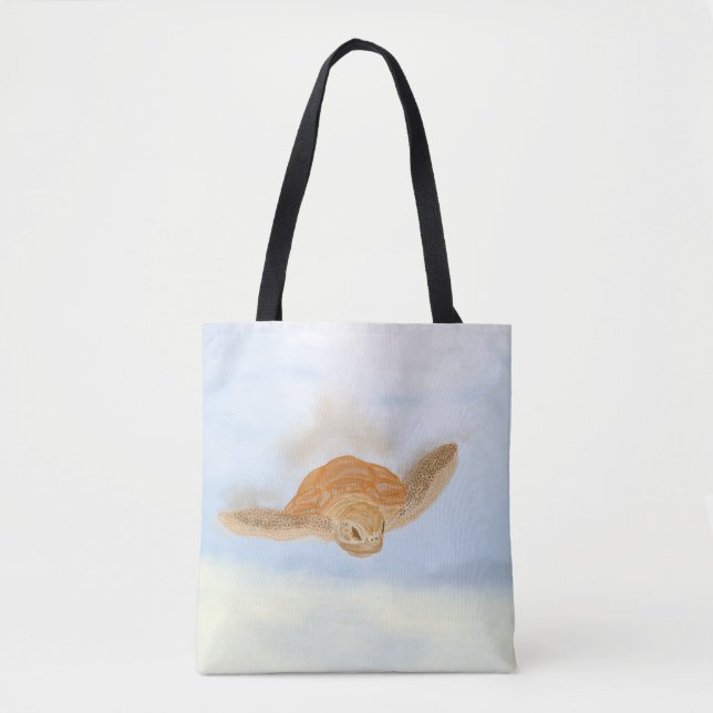 Meeresschildkröte unter Wasser. Tasche (Vorderseite)