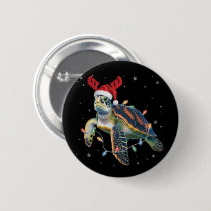 Meeresschildkröte Weihnachtslichter Lustige Santa  Button