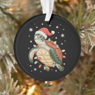 Meeresschildkröte Weihnachtslichter Xmas Hut Feier Ornament