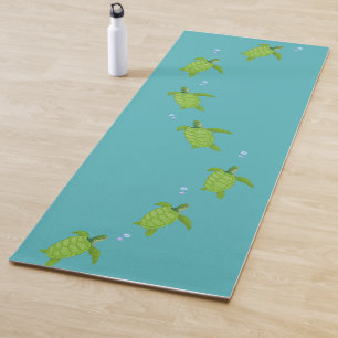 Meeresschildkröten auf Aquamarin türkisfarbenem Yo Yogamatte