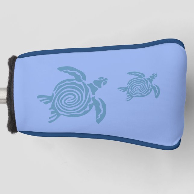 Meeresschildkröten auf Perri Blue Golf Blade Putte Headcover (Vorderseite)