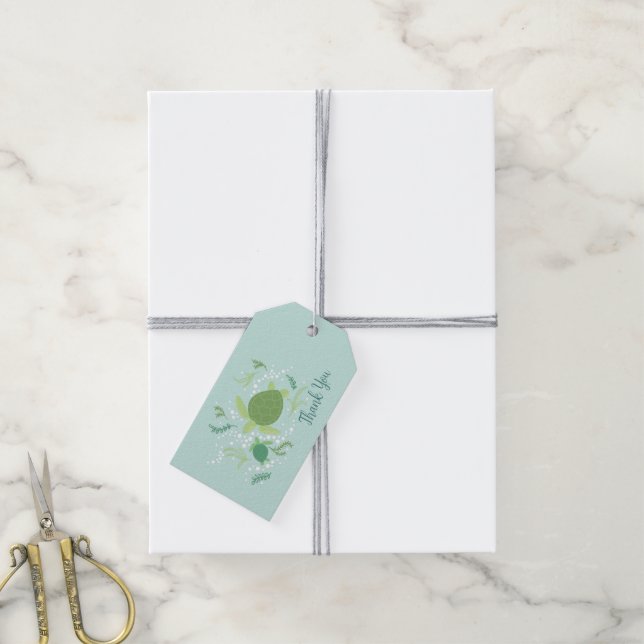 Meeresschildkröten-Babydusche unter dem Meer Geschenkanhänger (Mit Garn)
