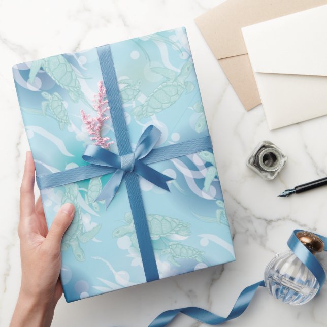 Meeresschildkröten-Babydusche unter dem Meer Geschenkpapier (Schenken)