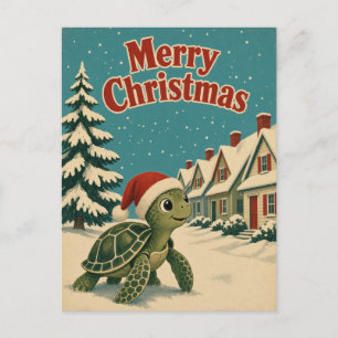 Meeresschildkröten-Cottage-Reihe Tier Weihnachten Postkarte