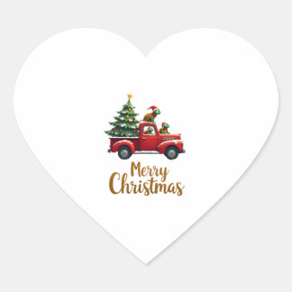 Meeresschildkröten fahren Weihnachtsbaum LKW Schil Herz-Aufkleber