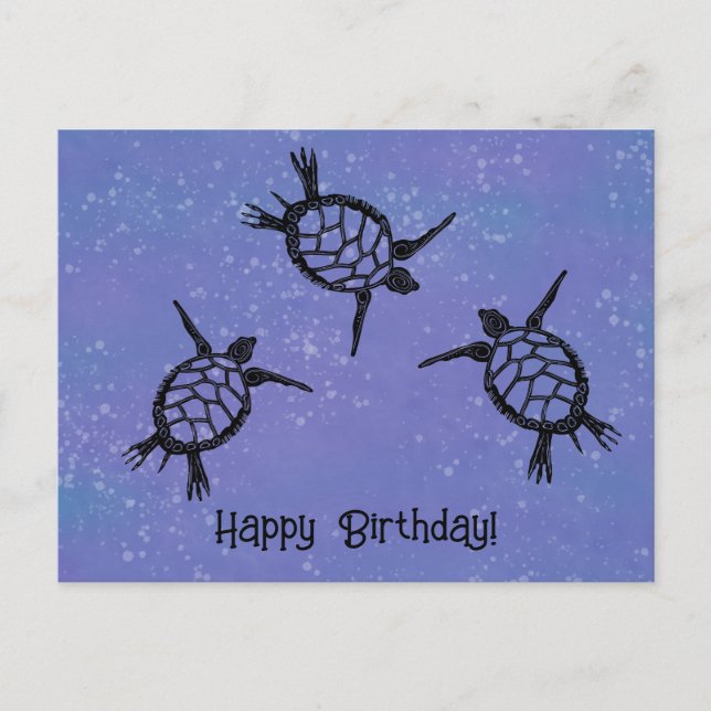 Meeresschildkröten glücklich zum Geburtstag Postkarte (Vorderseite)