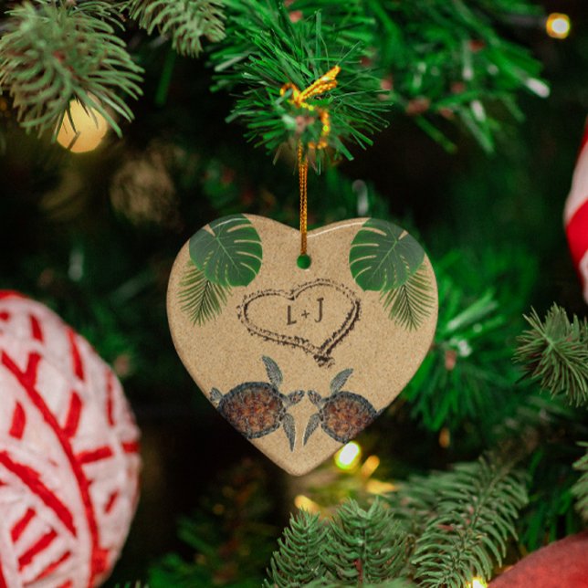 Meeresschildkröten - Herz und Palmen Keramik Ornament (Von Creator hochgeladen)