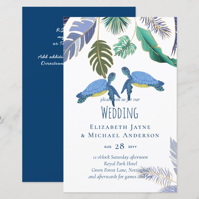 Meeresschildkröten Hochzeitblauer Gelb (Vorne/Hinten)