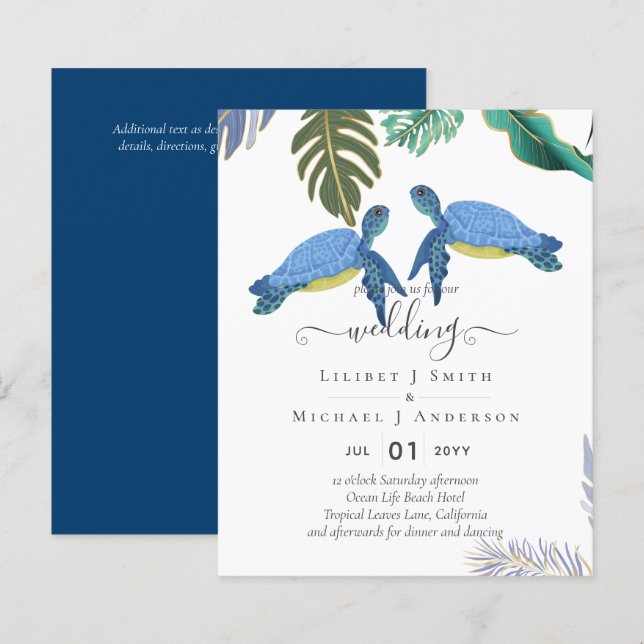 Meeresschildkröten Hochzeitblauer Gelb (Vorne/Hinten)