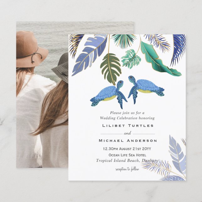 Meeresschildkröten Hochzeitblauer Gelb (Vorne/Hinten)