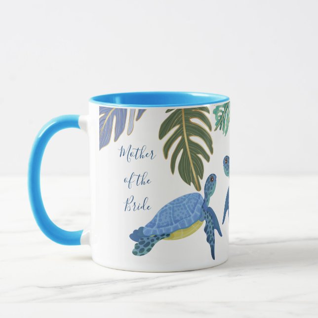 Meeresschildkröten Hochzeitblauer Gelb Tasse (Links)