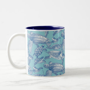 Meeresschildkröten kobaltblauer Himmel Zweifarbige Tasse