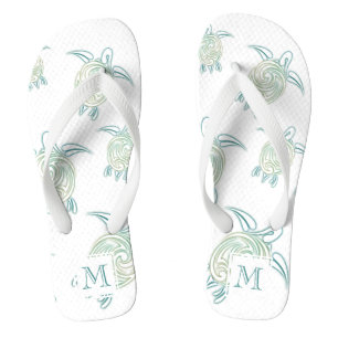 Meeresschildkröten kopieren weißes grünes flip flops