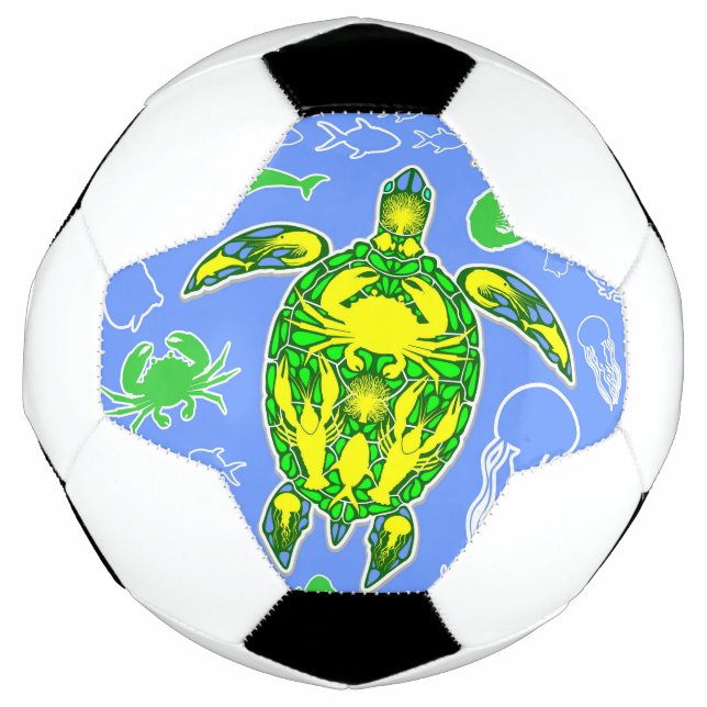 Meeresschildkröten-Korallenriff-Symbol Fußball (Vorderseite)