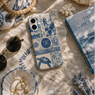 Meeresschildkröten-Küsten-Monogramm iPhone 16 Hülle