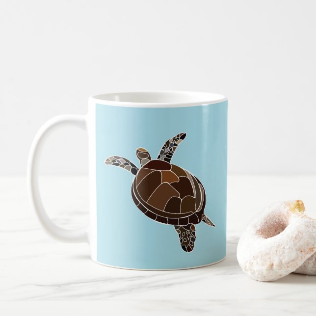 Meeresschildkröten Küstenleben Kaffeetasse (Mit Donut)