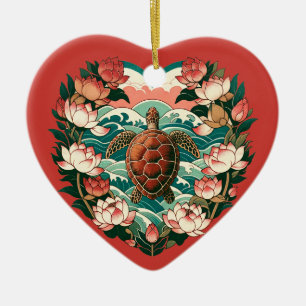 Meeresschildkröten-Lotus-Blume Seeschildkröten Keramik Ornament