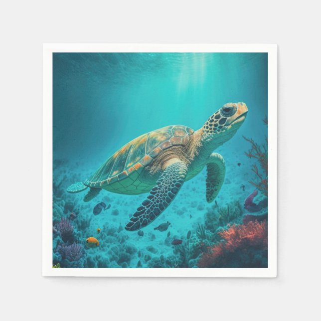 Meeresschildkröten Meeres-Meeresleben Strand Natur Serviette (Vorderseite)