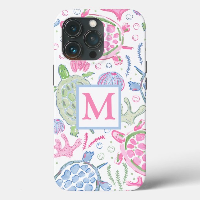 Meeresschildkröten-Monogramm Case-Mate iPhone Hülle (Rückseite)