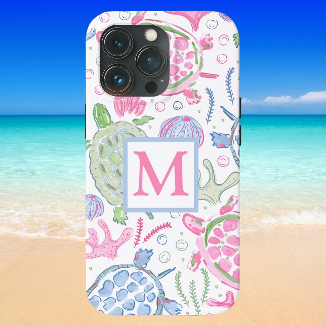 Meeresschildkröten-Monogramm Case-Mate iPhone Hülle (Von Creator hochgeladen)