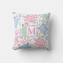 Meeresschildkröten-Monogramm Kissen