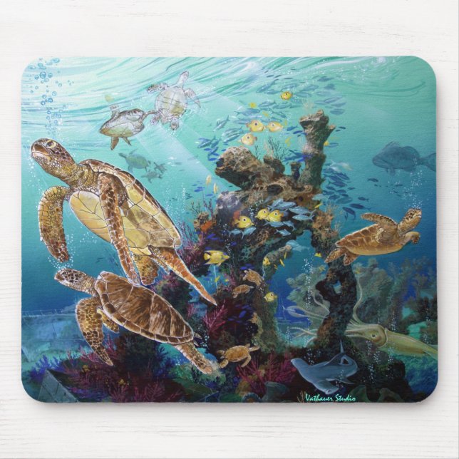 Meeresschildkröten Mousepad (Vorne)