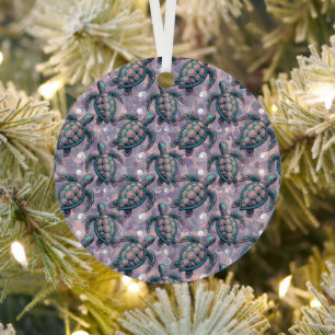 Meeresschildkröten-Ozeanmuster Ornament Aus Metall