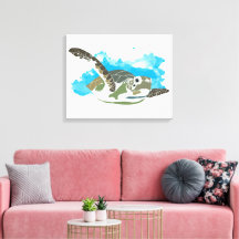 Meeresschildkröten schwimmen in Aquarellfarben