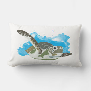 Meeresschildkröten schwimmen in Aquarellfarben Lendenkissen