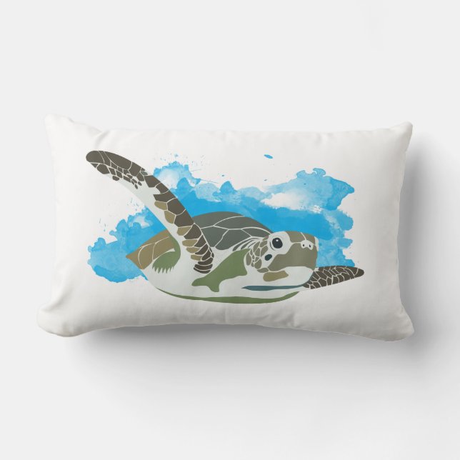 Meeresschildkröten schwimmen in Aquarellfarben Lendenkissen (Vorderseite)